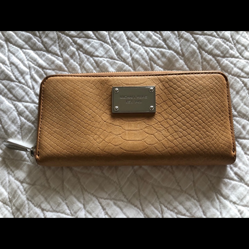 Michael Kors Python Embossed Tan Leather Wallet - image 1